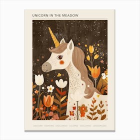 Unicorn In The Meadow Muted Pastels 4 Poster Canvas Print