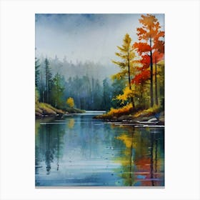 Autumn Trees By The Lake Canvas Print