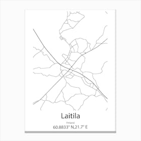 Laitila,Finland Minimalist Map Canvas Print