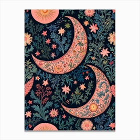 William Morris Moon And Flowers Canvas Print