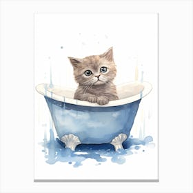 Scottish Fold Cat In Bathtub Bathroom 4 Canvas Print