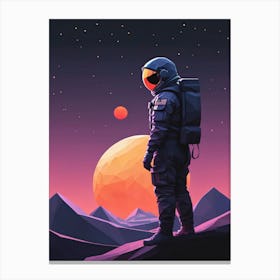 Low Poly Astronaut Minimalist Sunset (14) Canvas Print