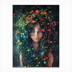 Girl With Flowers In Her Hair 4 Canvas Print