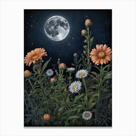 Daisies At Night Canvas Print