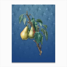 Vintage Lemon Pear Botanical on Bahama Blue Pattern n.1504 Canvas Print