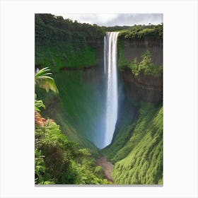 Wailua Falls, United States Realistic Photograph (3) Canvas Print