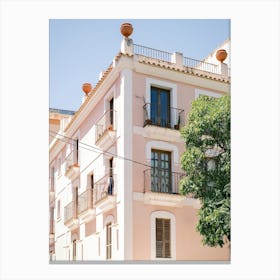Pink house in Eivissa // Ibiza Travel Photography Canvas Print