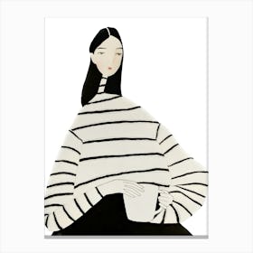 Black And White Striped Sweater Canvas Print