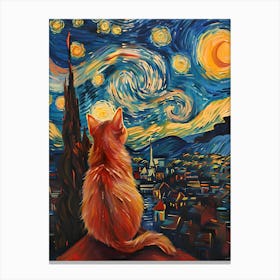 Starry Night Cat 5 Canvas Print