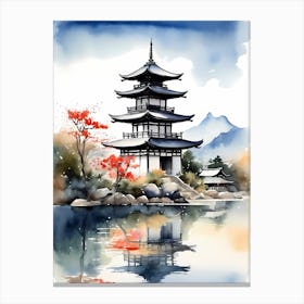 Japanese Landscape Watercolor Painting (53) 1 Canvas Print