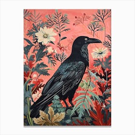 Floral Animal Painting Raven 2 Canvas Print
