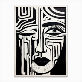 One Eye Open Line Face Canvas Print