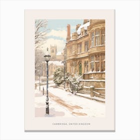 Vintage Winter Poster Cambridge United Kingdom 3 Canvas Print