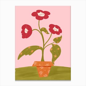 Flower Pot - Cats in Flowers - Floral Cat Art Canvas Print