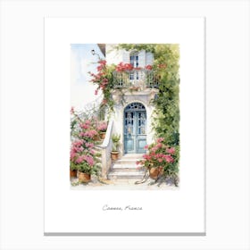 Cannes, France   Mediterranean Doors Watercolour Painting 4 Poster Canvas Print