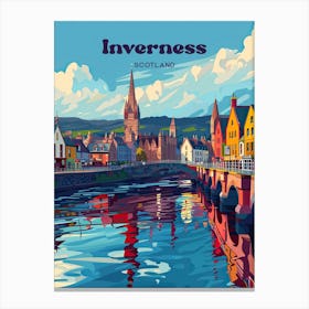 Inverness Scottish Highlands Travel Illustration Canvas Print