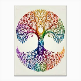 Default Stylized Tree Of Life In Bright Rainbow Colors On A Wh 1 (1) Canvas Print