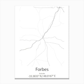 Forbes,Australia Minimalist Map Canvas Print