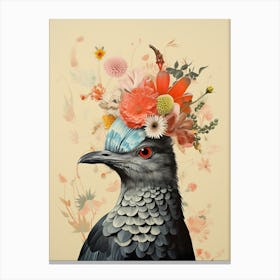 Bird With A Flower Crown Cuckoo 1 Canvas Print