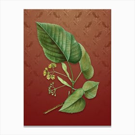 Vintage Linden Tree Botanical on Falu Red Pattern n.0223 Canvas Print