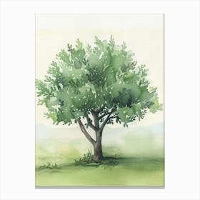 Olive Tree Atmospheric Watercolour Painting 4 Canvas Print