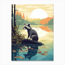 Raccoon Lakeside 3 Canvas Print