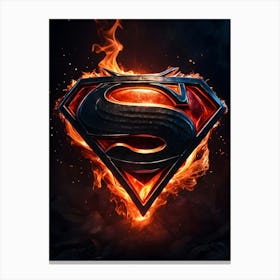 Superman Logo In Flames Canvas Print