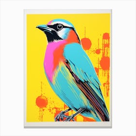 Andy Warhol Style Bird Cedar Waxwing 4 Canvas Print
