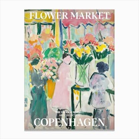 Vintage Flower Market Painting Copenhagen 2 Canvas Print