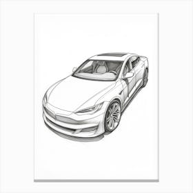 Tesla Model S Line Drawing 2 Canvas Print