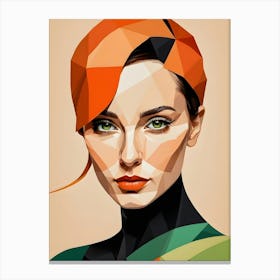 Geometric Woman Portrait Pop Art (16) Canvas Print