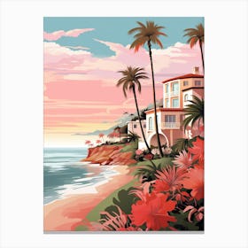 An Illustration In Pink Tones Of Palm Beach Australia 2 Canvas Print