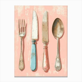 Kitsch Knife Fork Spoon Brushstrokes 4 Canvas Print
