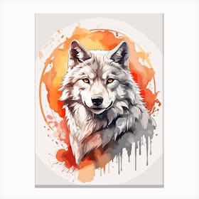Wolf Flame Sunset Love Art print Canvas Print