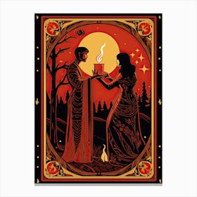 The Lovers Tarot Card, Vintage 3 Canvas Print