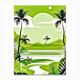 Tropical Landscape With Palm Trees 1 Canvas Print