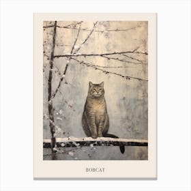 Vintage Winter Animal Painting Poster Bobcat 1 Canvas Print