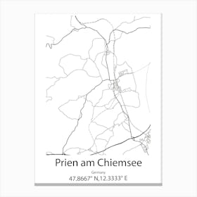 Prien Am Chiemsee,Germany Minimalist Map Canvas Print