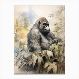 Storybook Animal Watercolour Gorilla 3 Canvas Print