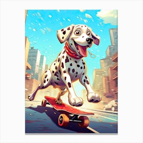Dalmatian Dog Skateboarding Illustration 3 Canvas Print