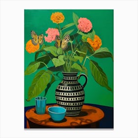 Flowers In A Vase Still Life Painting Lantana 1 Canvas Print
