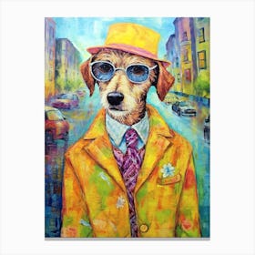Dapper Dog Dreams; Stylish Strokes In Oil Canvas Print