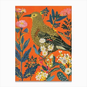 Spring Birds Kiwi 2 Canvas Print