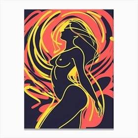 Abstract Nude Woman In Flames Canvas Print