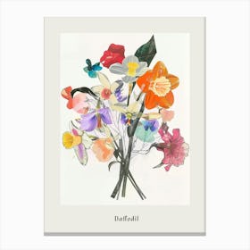 Daffodil 1 Collage Flower Bouquet Poster Canvas Print