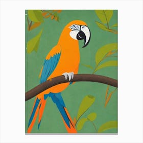 Macaw Midcentury Illustration Bird Canvas Print