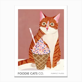 Foodie Cats Co Cat And Ice Cream 3 Canvas Print