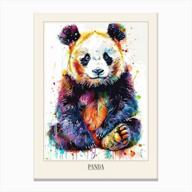 Panda Colourful Watercolour 3 Poster Canvas Print