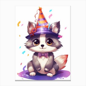 Cute Kawaii Cartoon Raccoon 14 Canvas Print