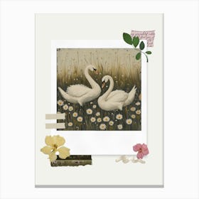 Scrapbook Swans Fairycore Painting 4 Canvas Print
